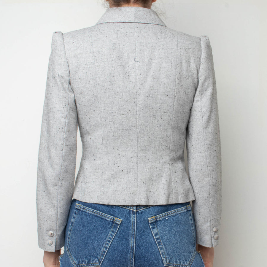 Grey Silk Crop Jacket