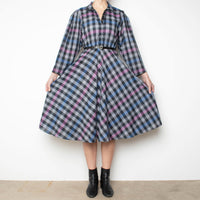 70s Plaid Midi Dress