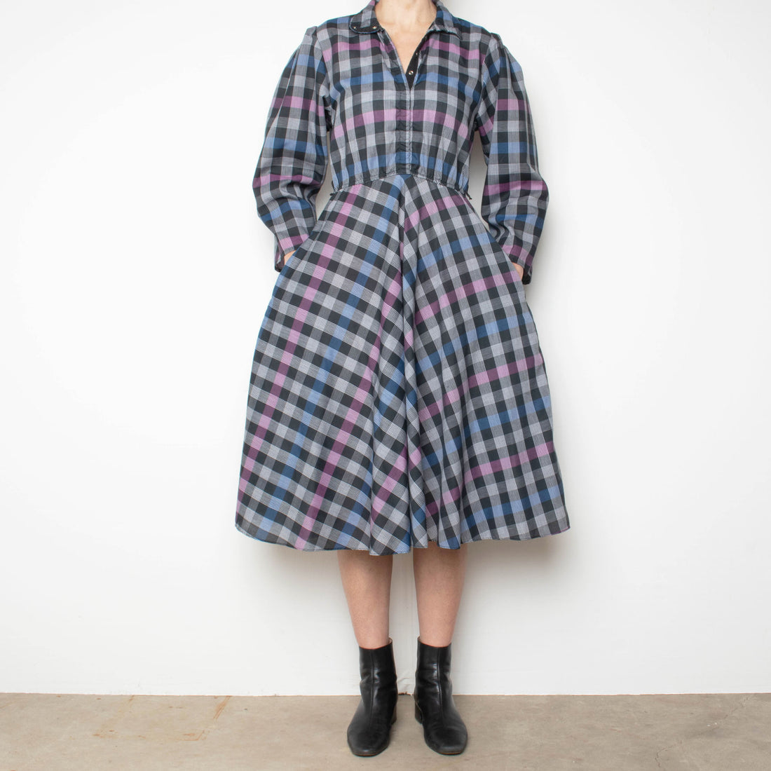 70s Plaid Midi Dress