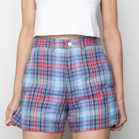 Plaid Linen Shorts