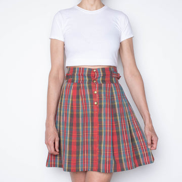 70s Plaid Pleated Skirt