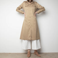 70s Tan Button-Down Shirtdress