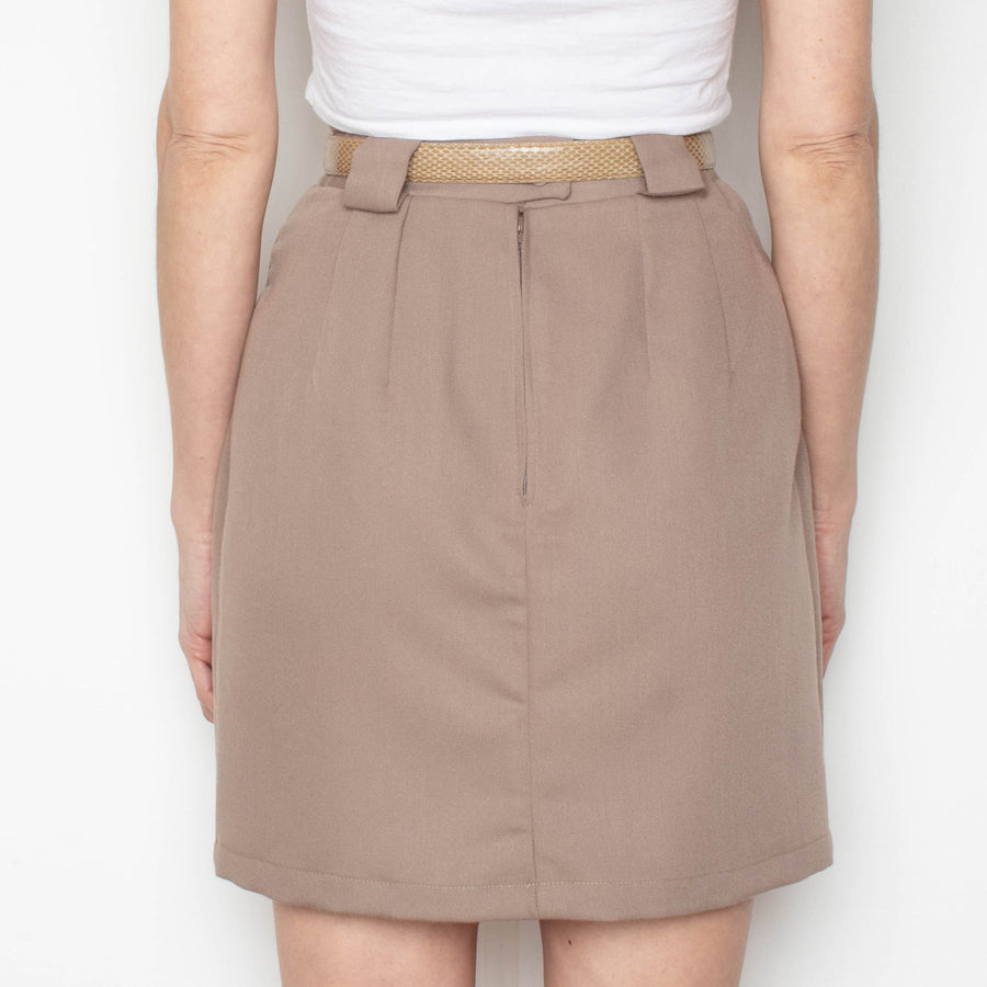 Neutral Pleated Mini Skirt
