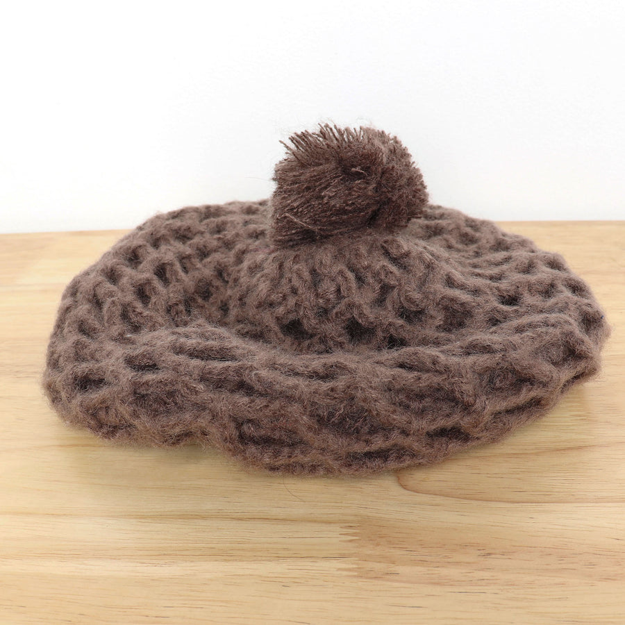 70s Taupe Knit Beret