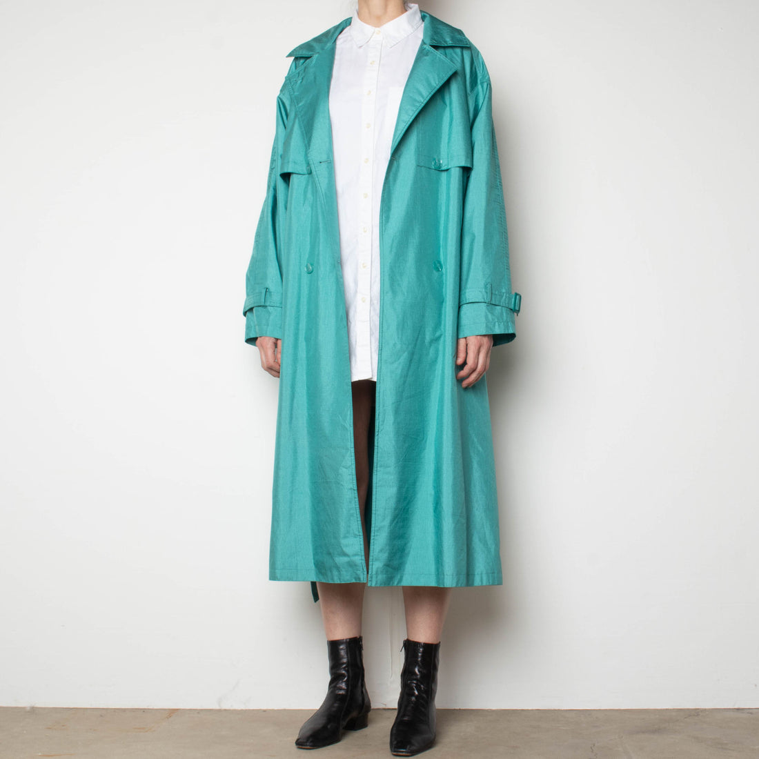 80s Teal Trench Coat