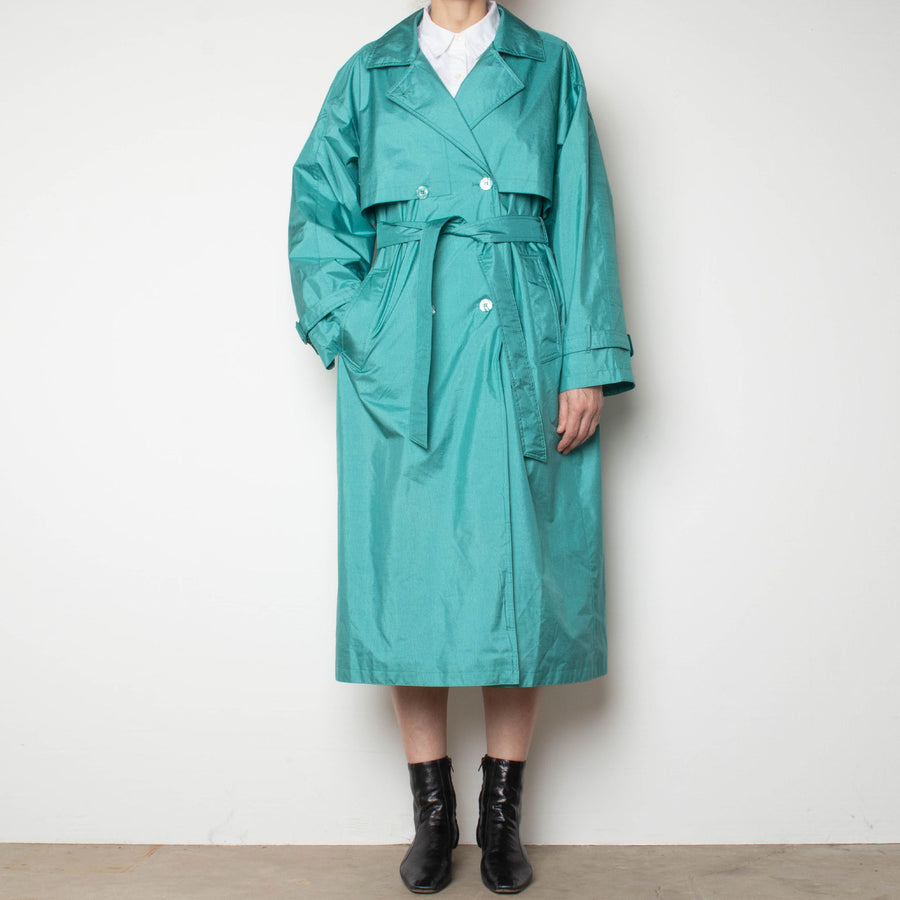 80s Teal Trench Coat