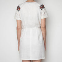 Linen Czech Embroidered Mini Dress